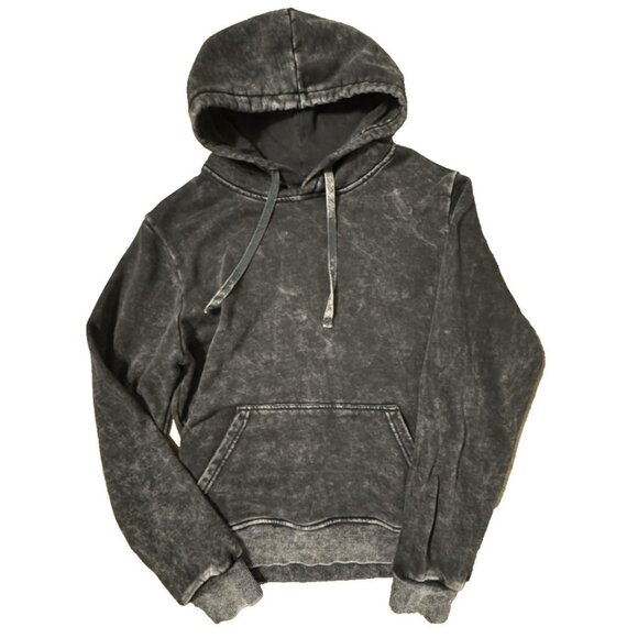 RSQ Men Medium Black Gray Marble Wash Hoodie Streetwear Goth Emo - Picture 1 of 8